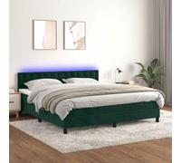 Owoxanthellate Letto a molle verde scuro, 160 x 200 cm, con LED e materasso a molle insacchettate, effetto lusso, testiera regolabile in altezza, design moderno, per camera da letto, camera degli
