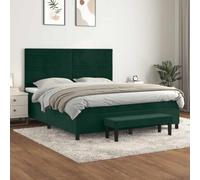 Owoxanthellate Letto a molle verde scuro, 160 x 200 cm, in velluto con materasso e panchina, moderno letto imbottito per camera da letto, camera degli ospiti e camera dei ragazzi