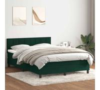 Owoxanthellate Letto a molle verde scuro velluto 160 x 220 cm con materasso e topper, testiera regolabile in altezza, design moderno, comodo materasso a molle insacchettate per camera da letto