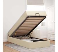 Owoxanthellate Letto a pouf 100 x 200 cm, con materasso a molle insacchettate e cuscino, color crema, grande spazio di archiviazione, ascensore idraulico per camera da letto, camera degli ospiti