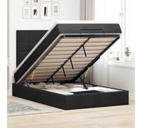 Owoxanthellate Letto a pouf 120 x 190 cm, in velluto nero con materasso a molle insacchettate, illuminazione a LED e spazio di archiviazione, moderno letto imbottito per camera da letto e camera degli