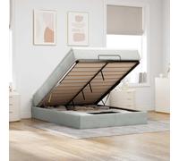 Owoxanthellate Letto a pouf 140 x 190 cm, grigio chiaro, velluto con materasso a molle insacchettate e grande spazio idraulico, pieghevole, per camera da letto, camera degli ospiti