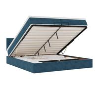 Owoxanthellate Letto a pouf 200 x 200 cm, in velluto blu scuro con materasso a molle insacchettate, testiera meccanismo di sollevamento idraulico, letto per gli ospiti, set completo per camera da