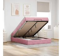 Owoxanthellate Letto a pouf rosa, 140 x 190 cm, in velluto con materasso a molle insacchettate e grande spazio idraulico, pieghevole, design moderno per camera da letto, camera degli ospiti, camera