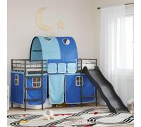 Owoxanthellate Letto a soppalco con scivolo nero e blu, 90 x 190 cm, telaio in metallo, 194 x 80 x 116 cm, per cameretta dei bambini, gioco e dormire, senza montaggio