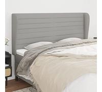 Owoxanthellate Letto con orecchie grigio chiaro, 163 x 23 x 118 - 128 cm, altezza regolabile, poliestere/larice, camera da letto, ragazzi e ospiti