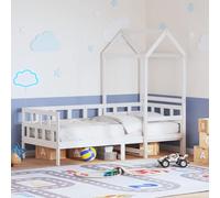Owoxanthellate Letto con tetto in legno massello di pino bianco, 80 x 200 cm, divano letto per bambini, letto degli ospiti, spazio sotto il letto, design moderno per camera da letto e soggiorno