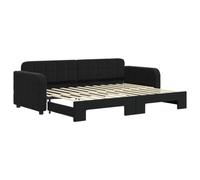 Owoxanthellate Letto giornaliero 80 x 200 cm, allungabile, in velluto, colore nero, pieghevole, come divano e letto matrimoniale, robusto e salvaspazio, per soggiorno e camera da letto