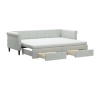 Owoxanthellate Letto giornaliero allungabile, 80 x 200 cm, grigio chiaro, in velluto, con 2 cassetti, pieghevole, design moderno, salvaspazio, per soggiorno, camera da letto, camera degli ospiti