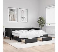 Owoxanthellate Letto giornaliero allungabile nero, 90 x 200 cm, divano letto 2 in 1 con 2 cassetti, materasso in schiuma, salvaspazio, per soggiorno, camera degli ospiti, camera dei ragazzi