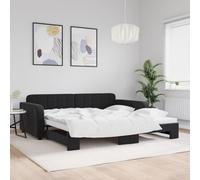 Owoxanthellate Letto giornaliero allungabile nero velluto 223 x 110 x 71 cm 2 in 1 divano letto matrimoniale, telaio in legno e metallo, salvaspazio, per soggiorno, camera degli ospiti
