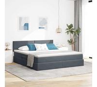 Owoxanthellate Letto imbottito 160 x 200 cm grigio scuro velluto con LED RGB e spazio idraulico Lift King Size Rete a doghe in metallo Design moderno per camera da letto piccoli spazi