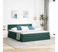 Owoxanthellate Letto imbottito 160 x 200 cm, verde scuro con LED, in velluto, King Metallo, rete a doghe USB