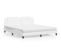 Owoxanthellate Letto imbottito 180 x 200 in ecopelle bianca con materasso a 3 strati H2/H3, cuscino testiera a forma di onda, design moderno per camera da letto, camera dei ragazzi e camera degli