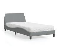 Owoxanthellate Letto imbottito Dover 100 x 200 cm, grigio chiaro, in tessuto, con materasso in schiuma 22D, H2/H3, pieghevole, design moderno, per camera da letto, ufficio