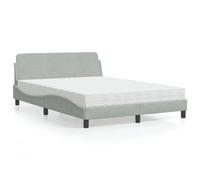 Owoxanthellate Letto imbottito Dover 140 x 190 cm in velluto, sistema di sonno con grado di durezza selezionabile H2 H3, struttura in legno massello 208 x 145 x 74,5 cm, design moderno a onde per