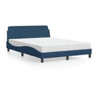 Owoxanthellate Letto imbottito Dover con materasso, 140 x 200 cm, blu, design moderno a onde, struttura in legno massiccio, schiuma 22D traspirante, durezza H2/H3, adatto per camera degli ospiti o dei