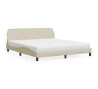 Owoxanthellate Letto imbottito Dover Crema, 180 x 200 cm, con materasso H2/H3, design ondulato, struttura in legno massiccio, 218 x 185 x 74,5 cm, stabile e traspirante, per camera da letto e camera