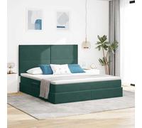 Owoxanthellate Letto imbottito verde scuro, 160 x 200 cm, velluto con LED RGB, spazio idraulico, struttura in metallo e materasso King Size per camera da letto moderna