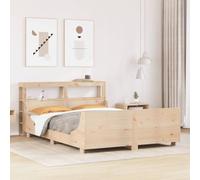 Owoxanthellate Letto in legno di pino massiccio, 120 x 200 cm, con rete a doghe e scaffale, telaio autoportante, rustico, 222,5 x 126 x 82 cm, design moderno per camera da letto e camera degli ospiti