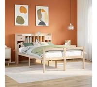 Owoxanthellate Letto in legno di pino massiccio, 140 x 200 cm, con ripiano, testiera e rete a doghe, robusto, durevole, salvaspazio, per camera da letto, camera degli ospiti, camera dei ragazzi