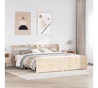 Owoxanthellate Letto in legno di pino massiccio, 200 x 200 cm, con ripiani nella testiera e vano portaoggetti compatto, per camera da letto, camera degli ospiti, camera dei ragazzi