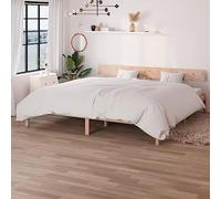 Owoxanthellate Letto in legno di pino massiccio, 200 x 200 cm, non trattato con testiera, 206,5 x 185,5 x 70 cm, senza rete a doghe/materasso