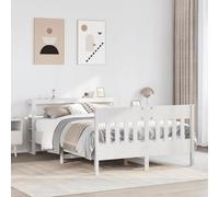 Owoxanthellate Letto in legno di pino massiccio, bianco, 140 x 190 cm, con rete a doghe e scaffale, testiera 214,5 x 146 x 82 cm, design moderno, robusto e durevole, per camera da letto, camera degli