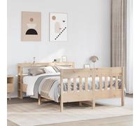 Owoxanthellate Letto in legno massello 120 x 190 cm, non trattato con ripiani nella testiera, rete a doghe traspiranti, design rustico, struttura singola per camera dei ragazzi e degli ospiti