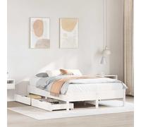 Owoxanthellate Letto in legno massello, 160 x 200 cm, in pino bianco, con 2 cassetti, per camera da letto e camera degli ospiti