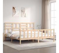 Owoxanthellate Letto in legno massello 200 x 200 cm, non trattato con testiera e poggiapiedi, robusto telaio senza materasso, design moderno per camera da letto e camera degli ospiti