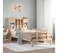 Owoxanthellate Letto in legno massello di pino 100 x 200 cm, con testiera, rete a doghe, 2 cassetti, struttura salvaspazio in legno per camera dei ragazzi e piccole camere da letto