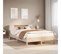 Owoxanthellate Letto in legno massello di pino 140 x 190 cm con ripiano testiera per materasso, struttura lineare con rete a doghe, effetto rustico e spazio per piccole camere da letto