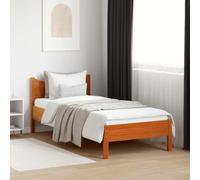 Owoxanthellate Letto in legno massello di pino marrone cera, 90 x 190 cm, robusto telaio in legno con testiera, design moderno per camera dei ragazzi, camera degli ospiti o piccola camera da letto