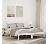 Owoxanthellate Letto in legno massello, extra lungo, 160 x 210 cm, in pino bianco, con rete a doghe e spazio sotto la superficie, telaio robusto e design moderno per camera da letto con molto spazio