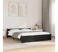 Owoxanthellate Letto in legno massello nero, 135 x 190 cm, design moderno, robusta rete a doghe con testiera per un sonno confortevole, camera da letto, appartamento