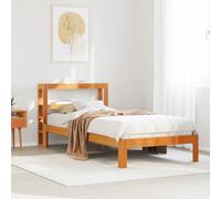 Owoxanthellate Letto in legno massiccio, 100 x 200 cm, marrone cerato, con rete a doghe e ripiani per un comfort ergonomico in camera da letto, camera degli ospiti, camera dei ragazzi