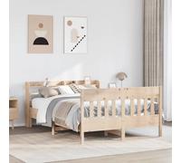 Owoxanthellate Letto in legno massiccio, 135 x 190 cm, non trattato con rete a doghe e 3 ripiani, 208 x 145 x 82 cm, testiera, design moderno, per camera da letto, camera degli ospiti, camera dei