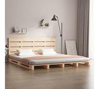 Owoxanthellate Letto in legno massiccio, 180 x 200 cm, in legno di pino non trattato, doghe robuste come struttura per letto, design moderno per camera da letto, camera degli ospiti
