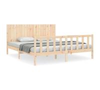 Owoxanthellate Letto in legno massiccio, 180 x 200 cm, non trattato, con testiera e rete a doghe, design moderno, robusto e durevole, per camera da letto, camera degli ospiti
