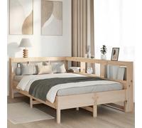 Owoxanthellate Letto in legno massiccio con libreria, 160 x 200 cm, non trattato, a forma di L, per camera da letto e camera degli ospiti