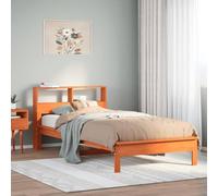 Owoxanthellate Letto in legno massiccio con scaffale, 90 x 190 cm, in legno di pino marrone cera, con testiera salvaspazio come ricambio per comodino, per camera da letto, camera degli ospiti, camera