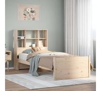 Owoxanthellate Letto in legno massiccio con scaffale, 90 x 200 cm, in pino non trattato, per camera dei ragazzi, camera da letto