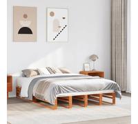 Owoxanthellate Letto in legno massiccio, marrone cera, 190 x 135 cm, telaio in pino con rete a doghe, design moderno, robustezza e durata, per camera da letto, camera degli ospiti, camera dei ragazzi