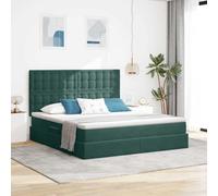 Owoxanthellate Letto in velluto 160 x 200 cm, verde scuro con LED RGB verde scuro, letto king size, letto imbottito in metallo con sollevamento idraulico, per camera da letto o camera degli ospiti