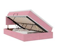 Owoxanthellate Letto in velluto rosa, 120 x 200 cm, con testiera e materasso, design moderno, sistema di sollevamento idraulico, rete a doghe matrimoniale, per camera dei ragazzi o camera degli ospiti