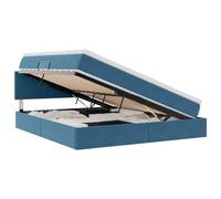 Owoxanthellate Letto matrimoniale 180 x 200 in velluto blu scuro con LED e spazio di archiviazione, moderno telaio king size con luce RGB e sollevamento idraulico per camera da letto e camera degli