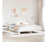 Owoxanthellate Letto matrimoniale in legno di pino, 180 x 200 cm, con rete a doghe e spazio di archiviazione, colore bianco, moderno telaio con testiera per masterbedroom e camera degli ospiti