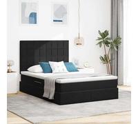 Owoxanthellate Letto matrimoniale in velluto 140 x 200 cm con contenitore LED RGB e materasso, letto in metallo nero, 204 x 144 x 88 cm, design moderno con spazio per camera da letto e camera dei