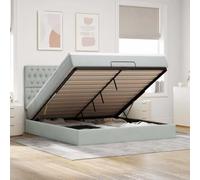 Owoxanthellate Letto Ottoman 160 x 200 cm grigio chiaro velluto con materasso a molle insacchettate illuminazione a LED grande spazio di archiviazione ascensore idraulico per camera da letto e camera